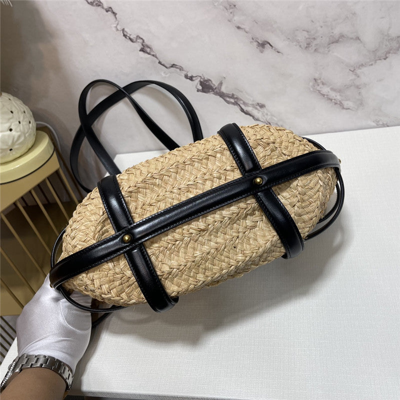 YSL Inspired Caged Raffia Tote Bag