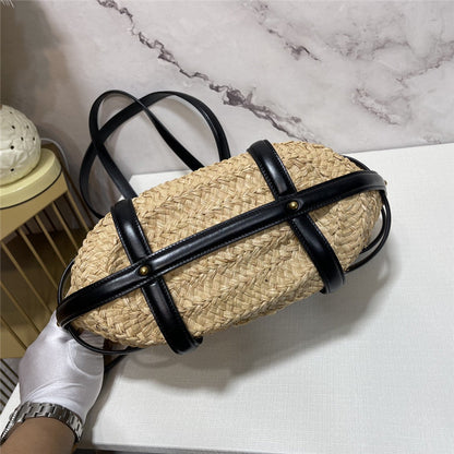 YSL Inspired Caged Raffia Tote Bag
