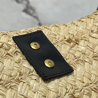 YSL Inspired Caged Raffia Tote Bag