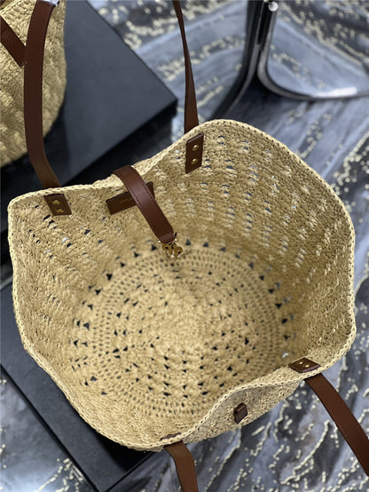 YSL Inspired Panier Raffia Tote Bag