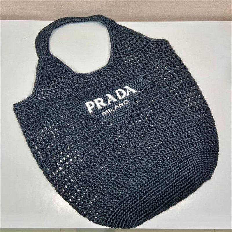 Prada Inspired Crochet Raffia Hobo Bag