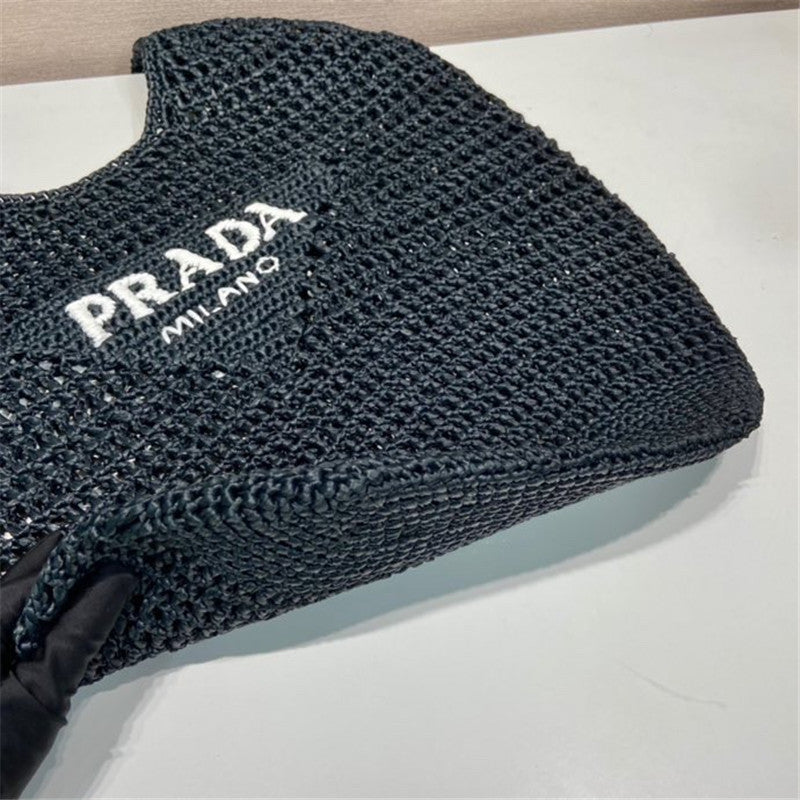 Prada Inspired Crochet Raffia Hobo Bag