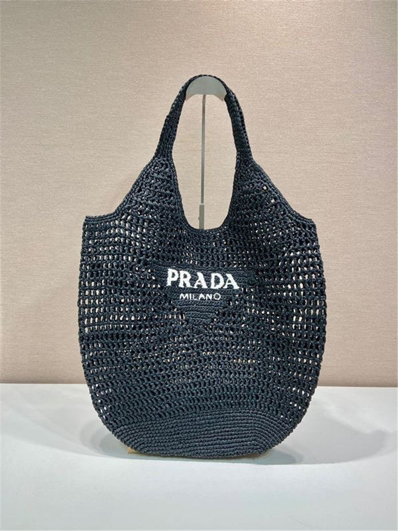 Prada Inspired Crochet Raffia Hobo Bag