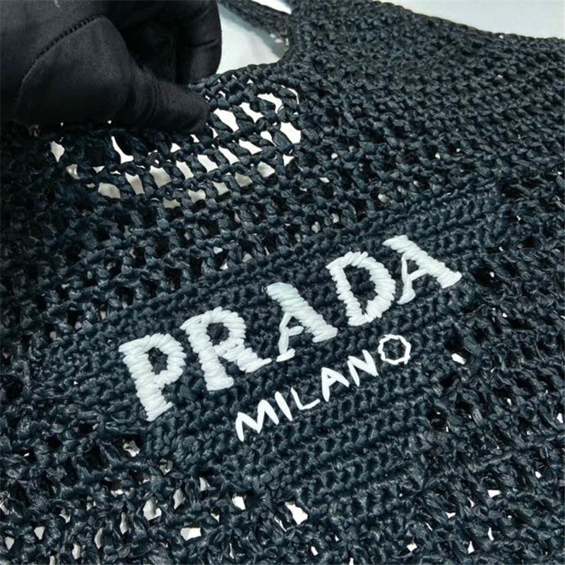 Prada Inspired Crochet Raffia Hobo Bag
