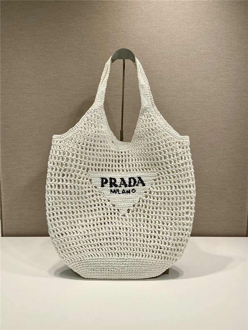 Prada Inspired Crochet Raffia Hobo Bag