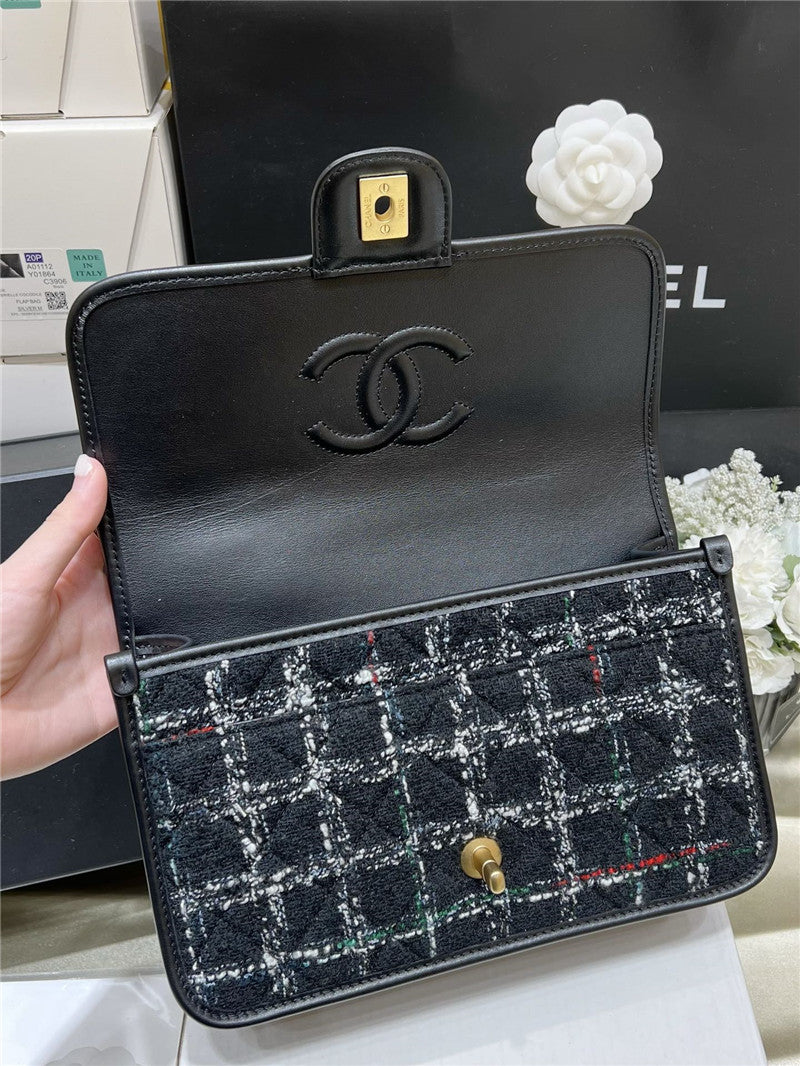 Chanel inspired Tweed School Memory Small Top Handle Flap Bag