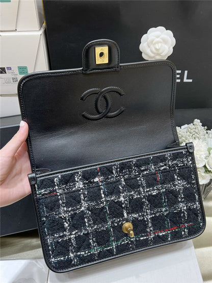 Chanel inspired Tweed School Memory Small Top Handle Flap Bag