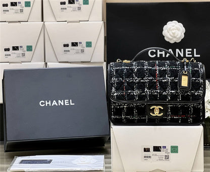 Chanel inspired Tweed School Memory Small Top Handle Flap Bag
