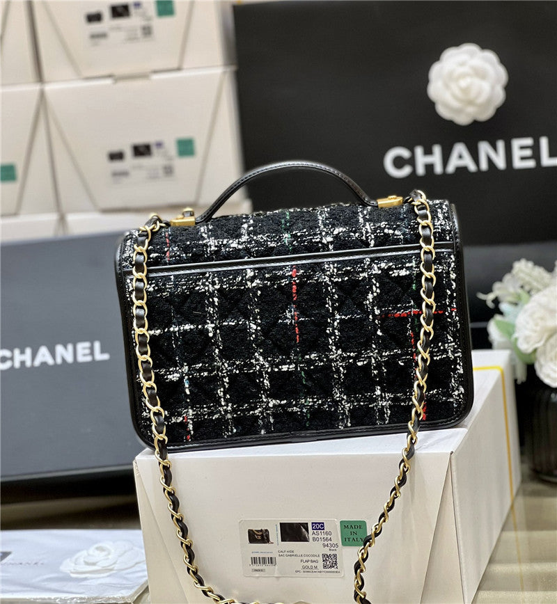 Chanel inspired Tweed School Memory Small Top Handle Flap Bag