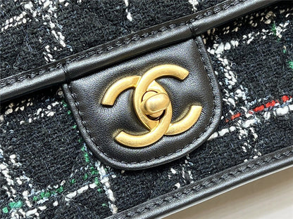 Chanel inspired Tweed School Memory Small Top Handle Flap Bag