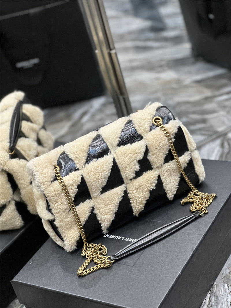 YSL Inspired Jamie Medium Suede and Shearling Shoulder Bag