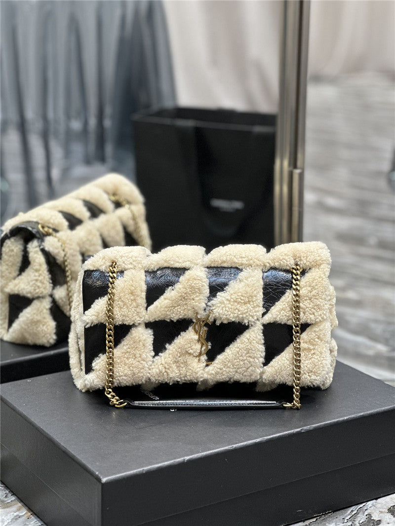 YSL Inspired Jamie Medium Suede and Shearling Shoulder Bag