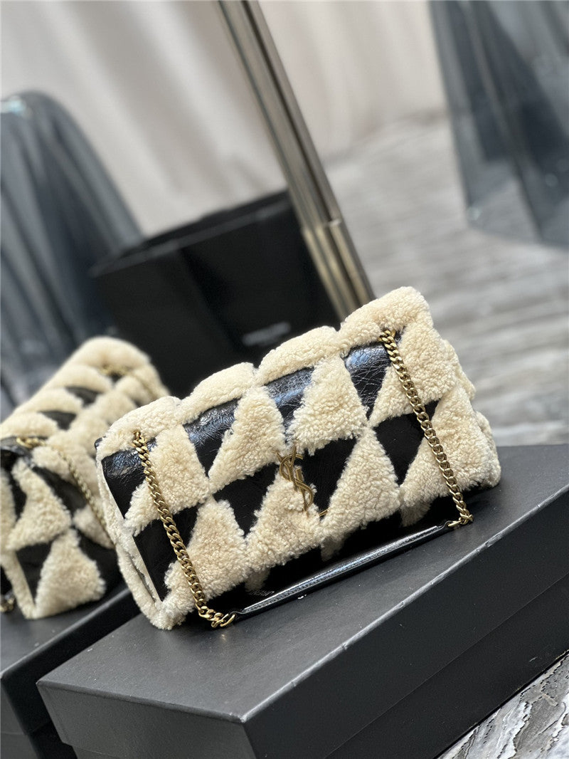 YSL Inspired Jamie Medium Suede and Shearling Shoulder Bag
