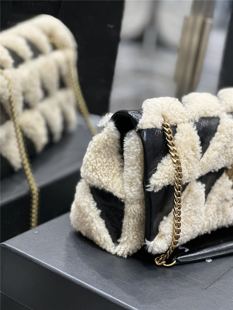 YSL Inspired Jamie Medium Suede and Shearling Shoulder Bag