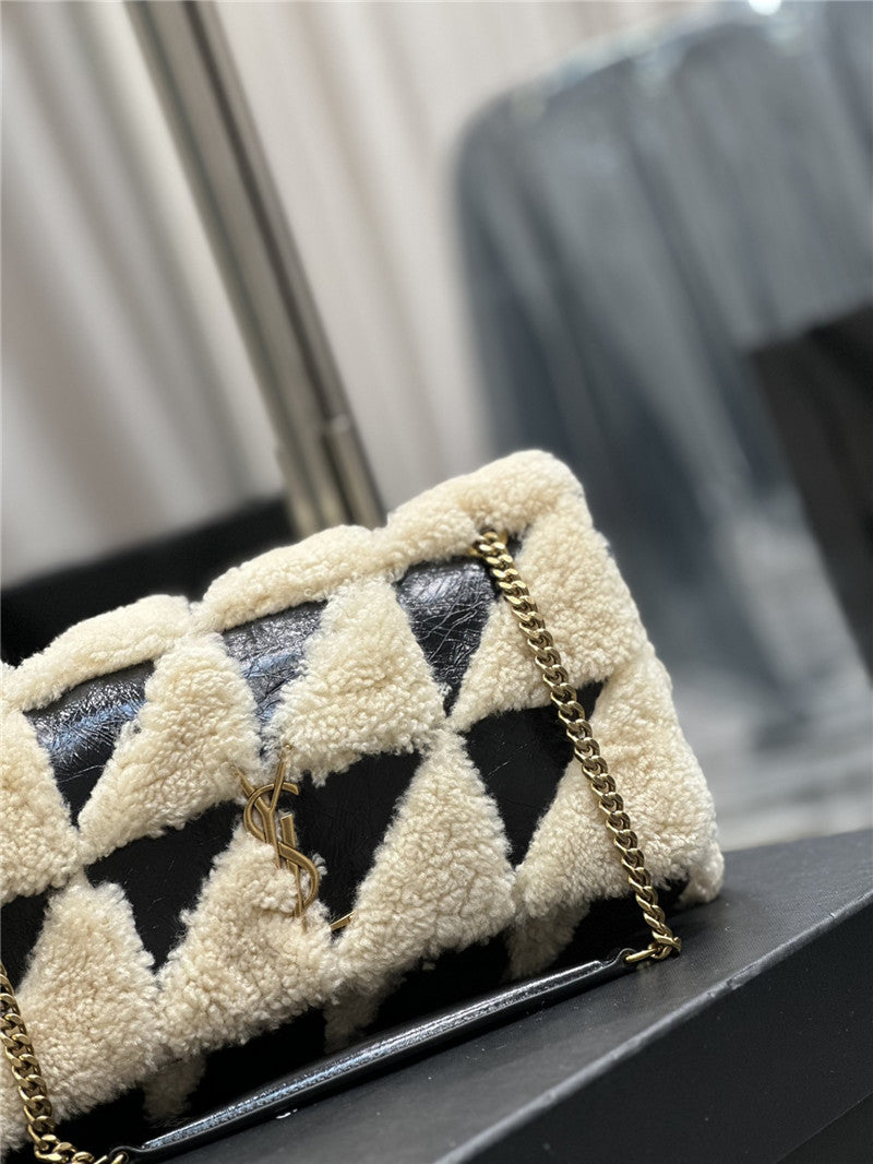 YSL Inspired Jamie Medium Suede and Shearling Shoulder Bag
