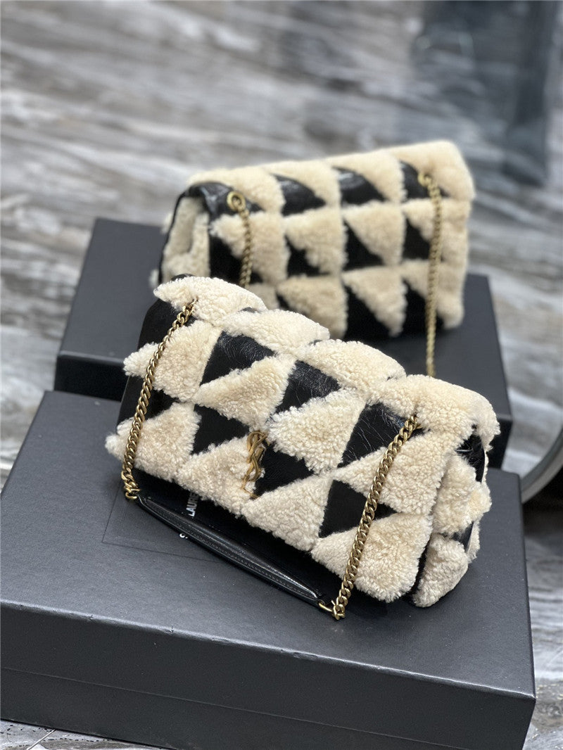 YSL Inspired Jamie Medium Suede and Shearling Shoulder Bag