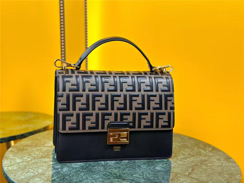 Fendi Inspired FF Logo Leather Kan U Chain Bag