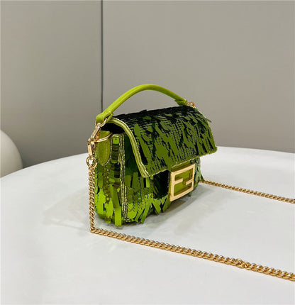 Fendi Inspired Baguette 223 Sequin Acid Leather Bag