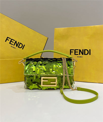 Fendi Inspired Baguette 223 Sequin Acid Leather Bag