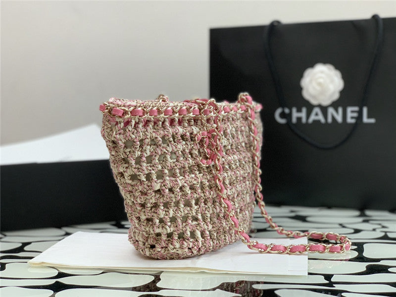 CHANEL inspired Mixed Fibers Calfskin Crochet Small bag