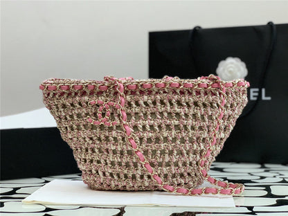 CHANEL inspired Mixed Fibers Calfskin Crochet Small bag