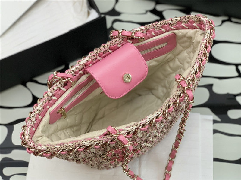 CHANEL inspired Mixed Fibers Calfskin Crochet Small bag