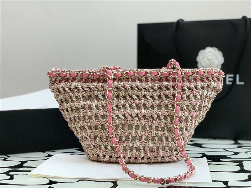 CHANEL inspired Mixed Fibers Calfskin Crochet Small bag