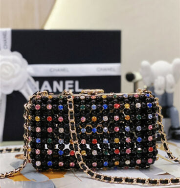 Chanel Inspired glass pearl gem evening bag
