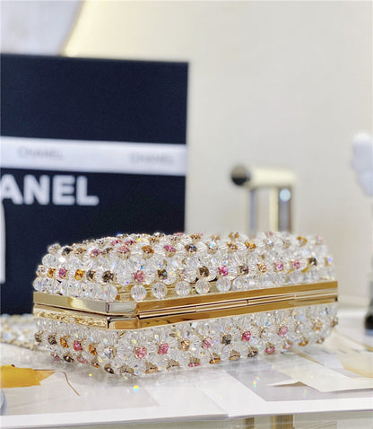 Chanel Inspired glass pearl gem evening bag