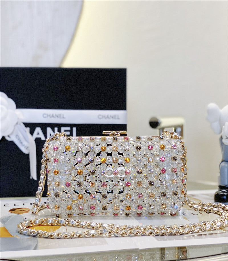 Chanel Inspired glass pearl gem evening bag
