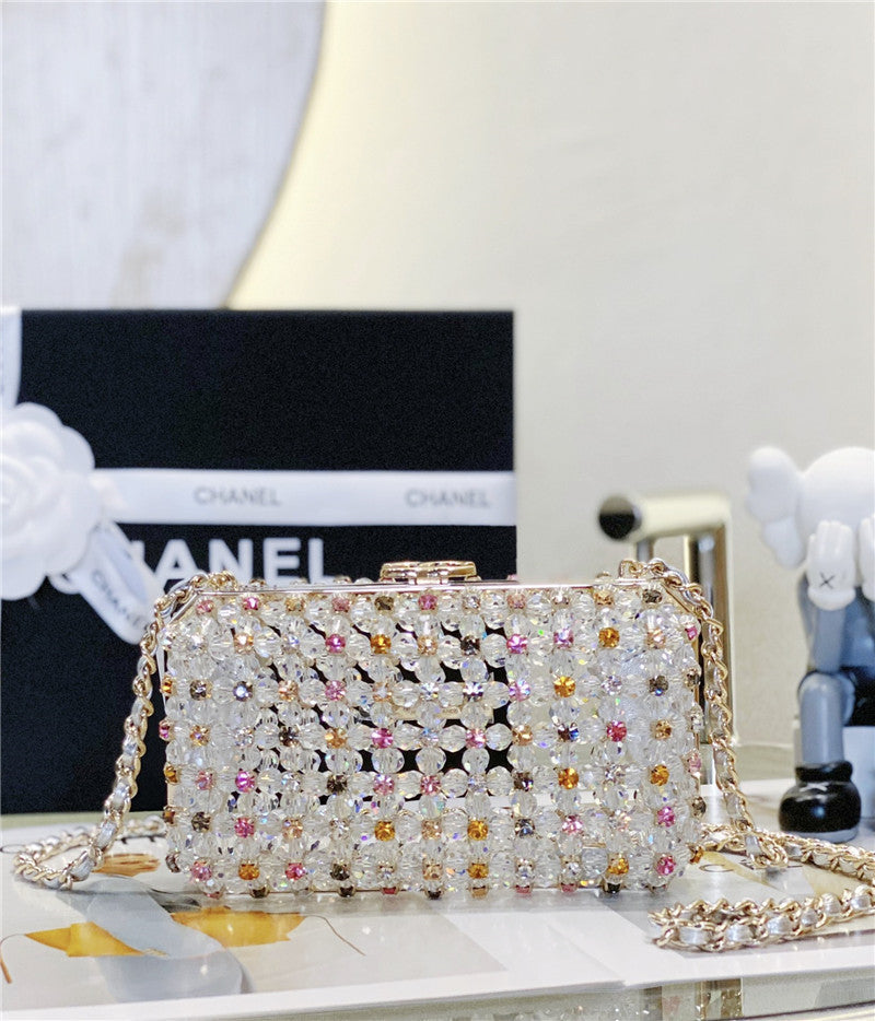Chanel Inspired glass pearl gem evening bag