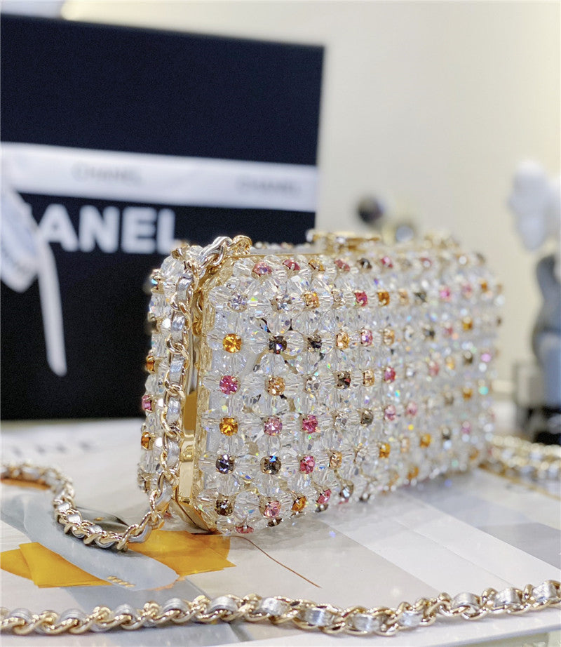 Chanel Inspired glass pearl gem evening bag