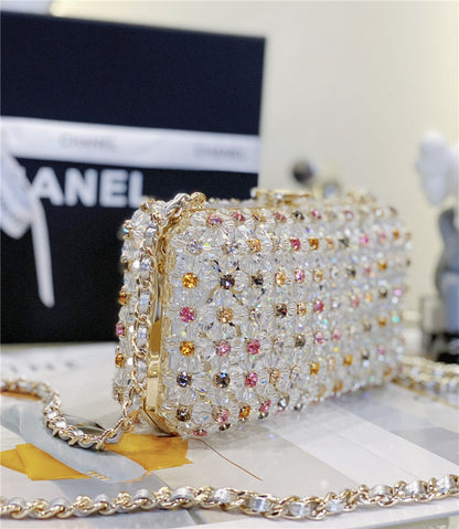 Chanel Inspired glass pearl gem evening bag