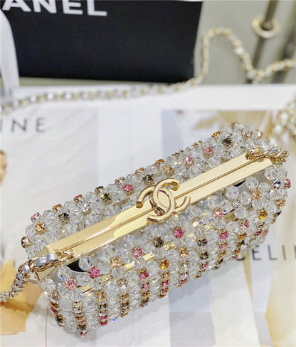 Chanel Inspired glass pearl gem evening bag