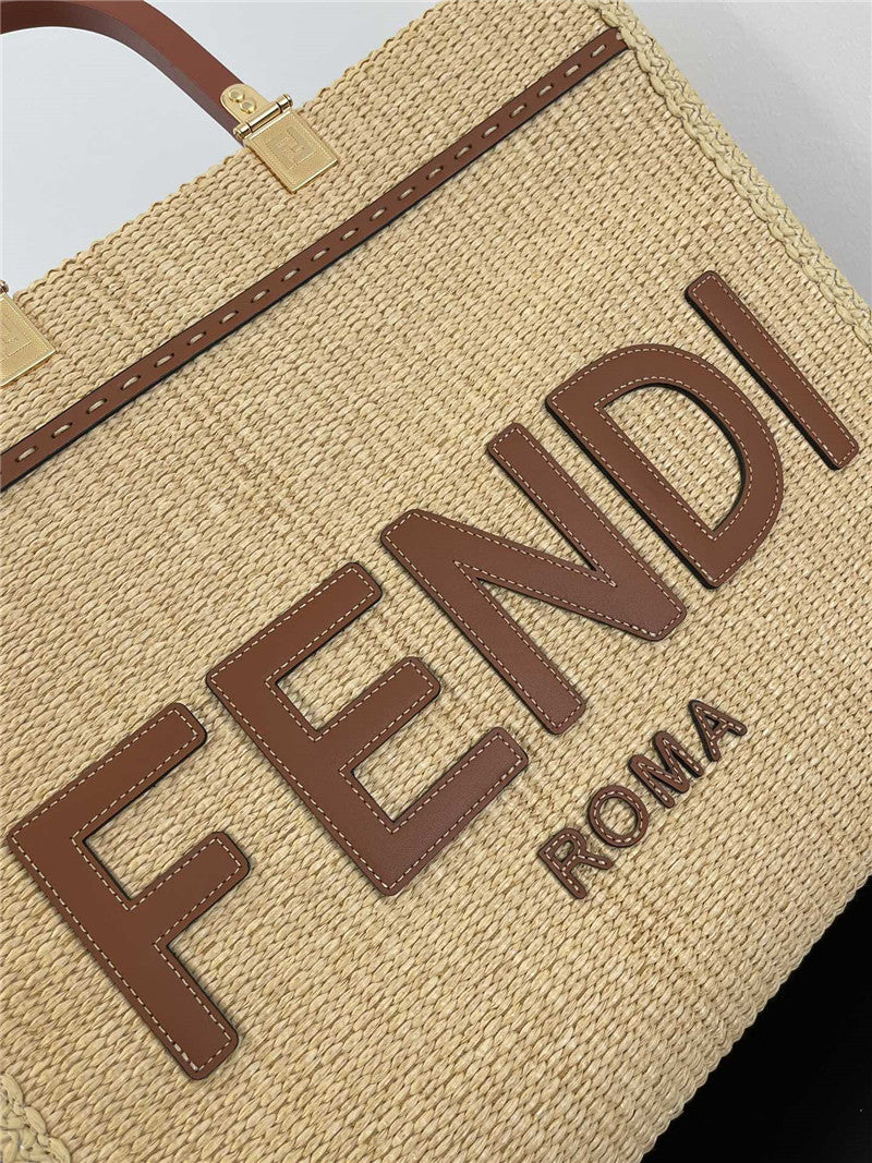 Fendi Inspired Sunshine Raffia Tote Bag