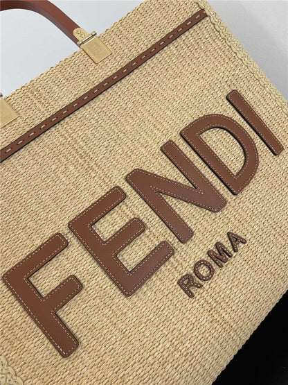 Fendi Inspired Sunshine Raffia Tote Bag