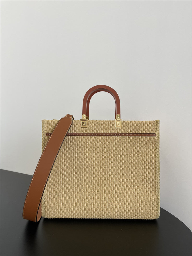 Fendi Inspired Sunshine Raffia Tote Bag
