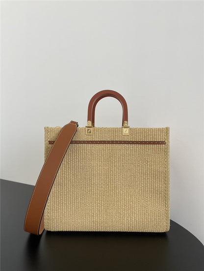 Fendi Inspired Sunshine Raffia Tote Bag