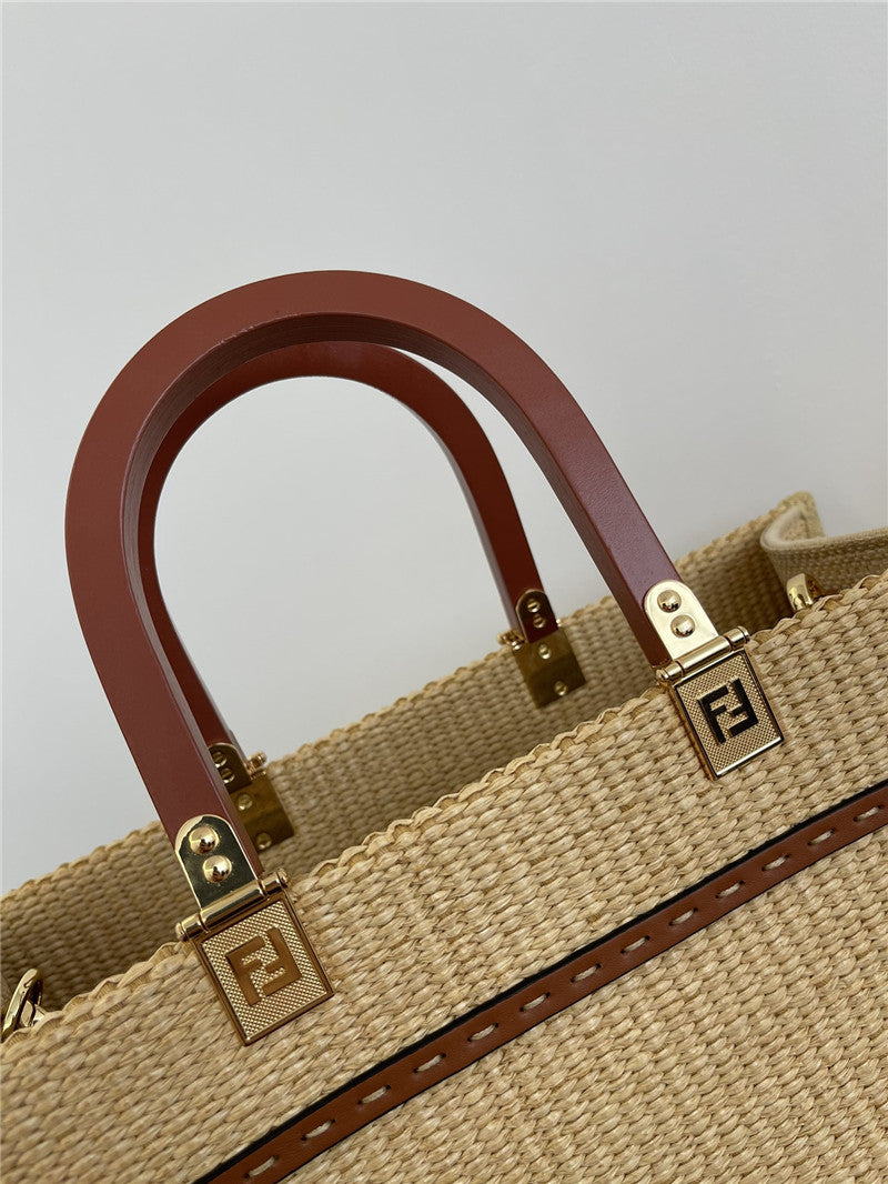 Fendi Inspired Sunshine Raffia Tote Bag