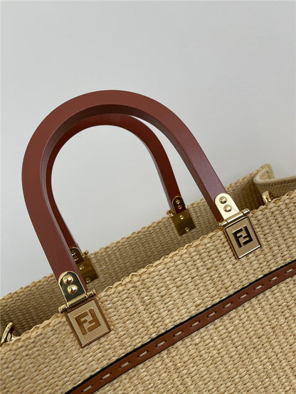 Fendi Inspired Sunshine Raffia Tote Bag