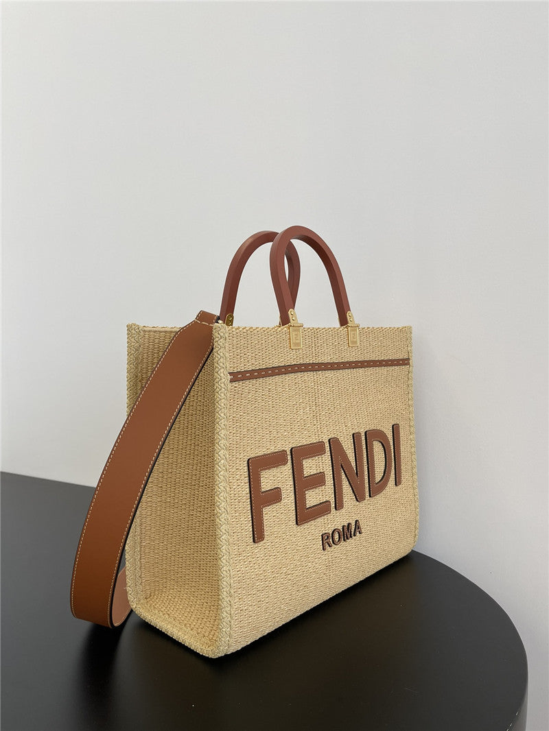 Fendi Inspired Sunshine Raffia Tote Bag