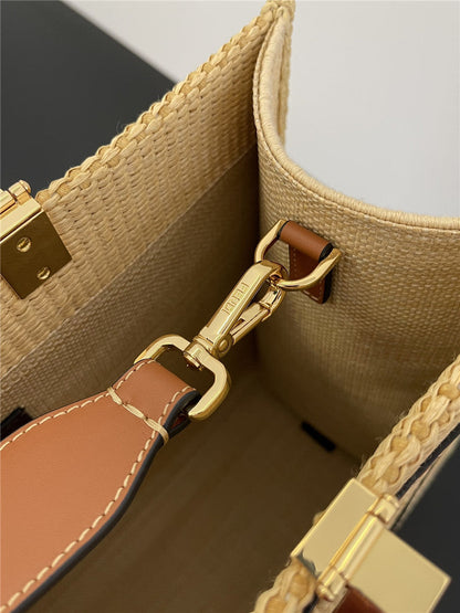 Fendi Inspired Sunshine Raffia Tote Bag