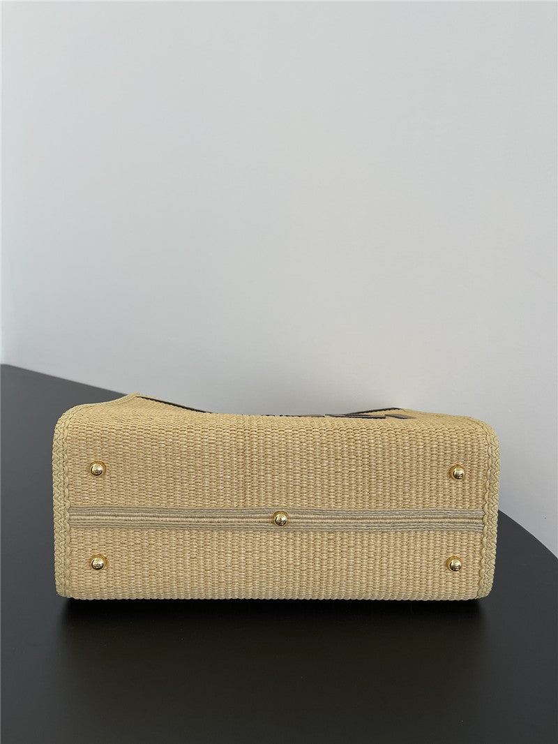 Fendi Inspired Sunshine Raffia Tote Bag