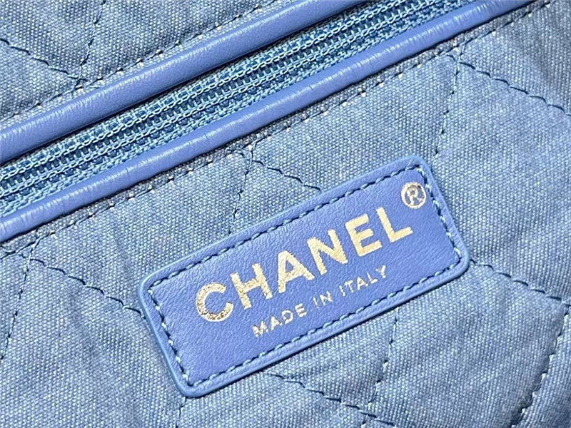 Chanel Inspired 22 Denim Bag in Blue