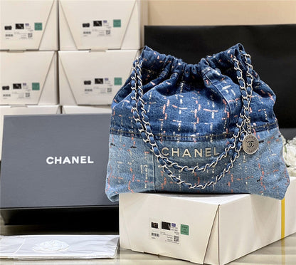 Chanel Inspired 22 Denim Bag in Blue
