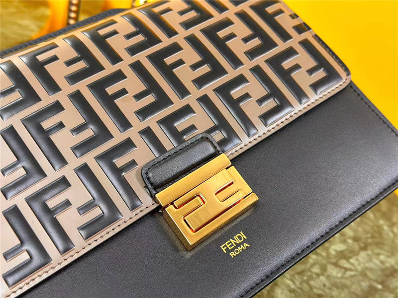 Fendi Inspired FF Logo Leather Kan U Chain Bag