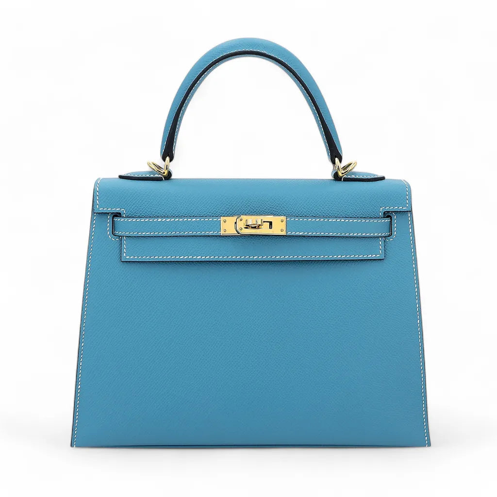 Hermes Inspired Kelly Sellier 25 Etoupe Epsom Gold Hardware