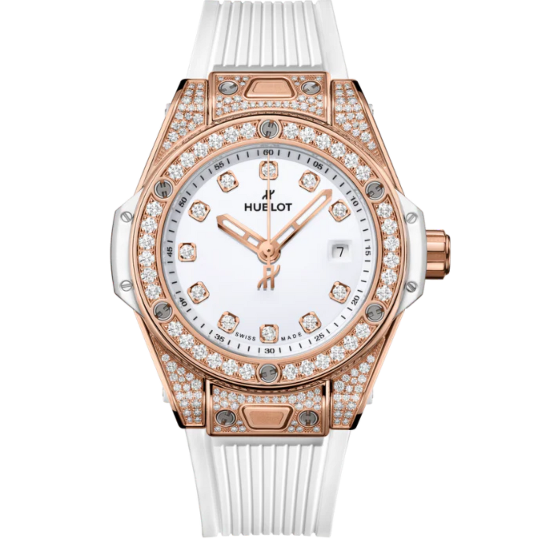 Big Bang 33mm ONE CLICK KING GOLD WHITE PAVÉ DIAMOND MARKERS