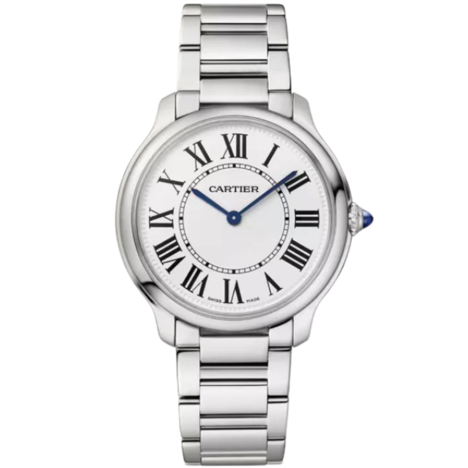 RONDE MUST DE CARTIER 36 MM STAINLESS STEEL WITH SANDBLASTED SILVER DIAL