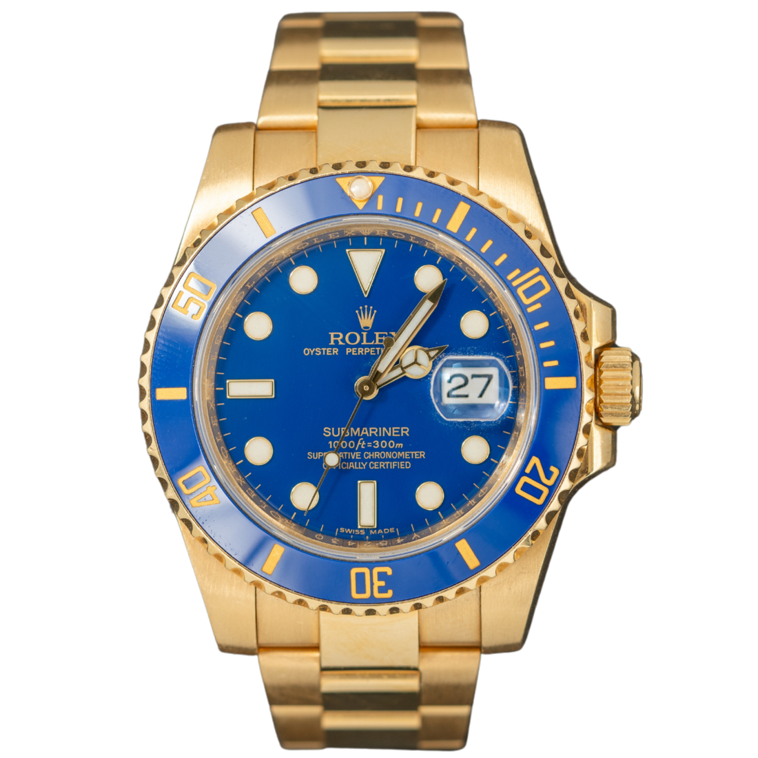Rolex Submariner Ref. 116618LB 40mm Yellow Gold Blue Dial